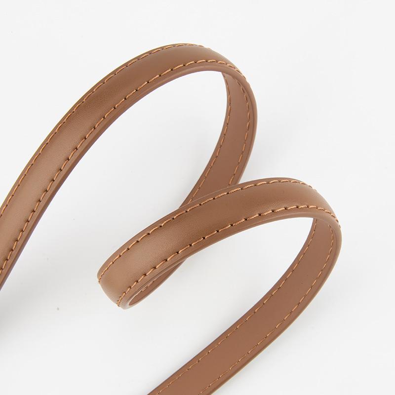 Genuine Leather Retro Silver Buckle Waist-hugging Slim Belt for Women Versatile Dress Simple Decorative Women's Slender Belt