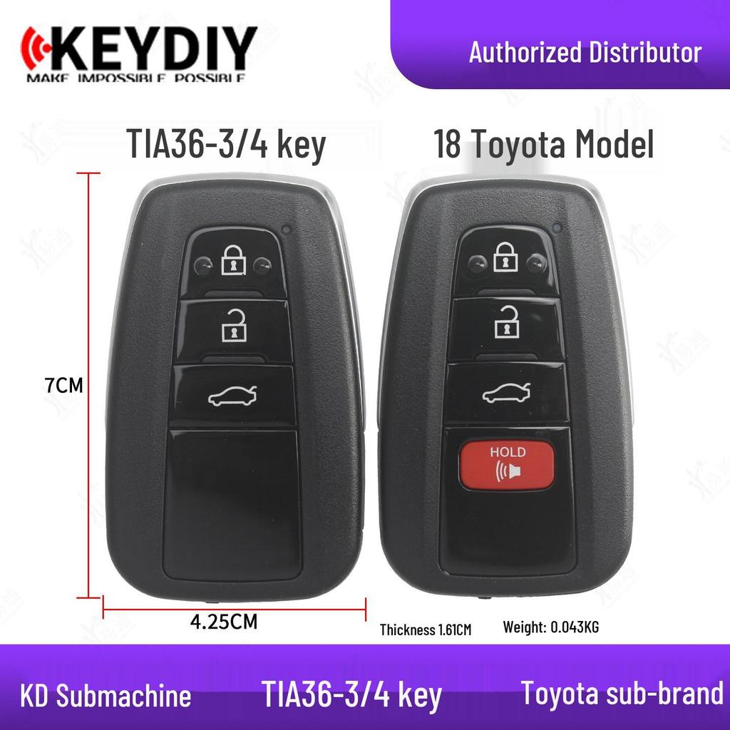 KD TIA36-4 Button Smart Card Key for New Toyota Models 8A 4D Remote Control X3