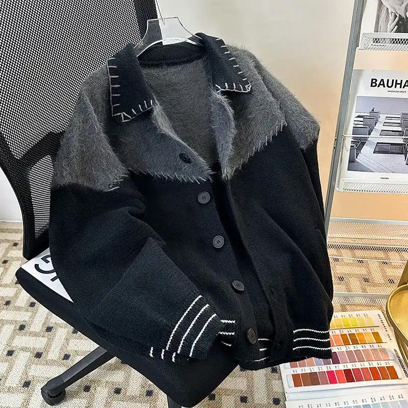 

Свитеры Пальто Кардиганы для Женщин Зимние Оверсайз Утепленные Свободные С длинным Рукавом Вязаные Свитеры Пальто M