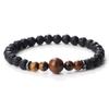 Tiger Eye Striped Agate Bracelet: Men's European Handcrafted Beaded Ornament.
