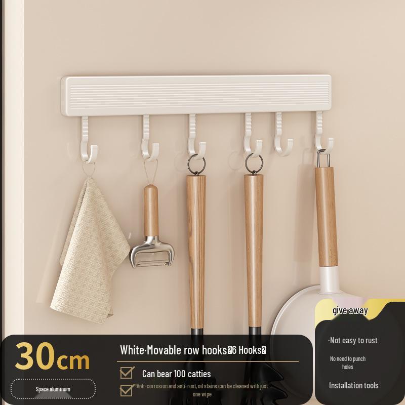 Multi-Functional Wall-Mounted Kitchen Hook Rack for Utensil Storage