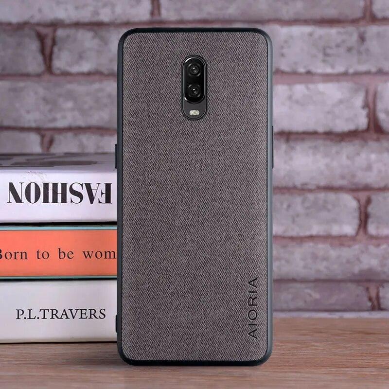 Case for Oneplus 6T 6 Coque Luxury Textile Leather Skin Soft TPU Hard PC Phone Cover for Oneplus 6T Case Funda