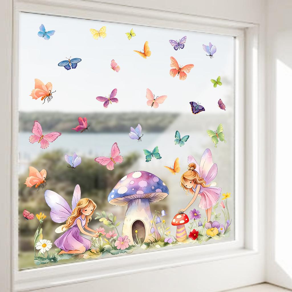 Watercolor Genie Mushroom Study Room Living Room Bedroom Wall Decoration Beautification Stickers