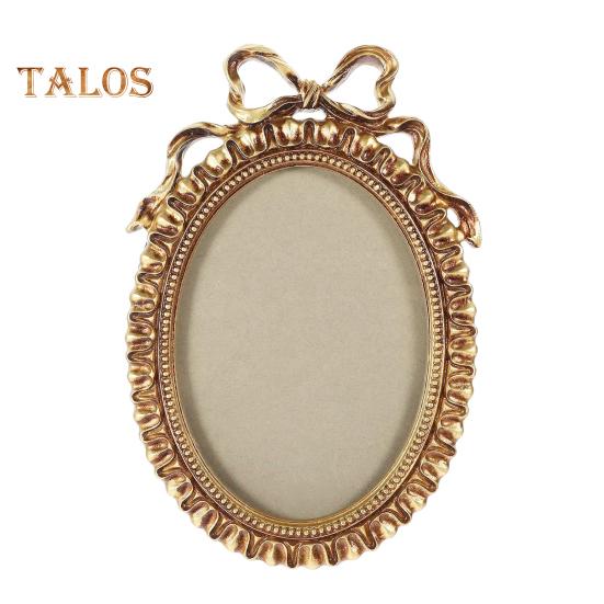 

Овальная фоторамка в европейском стиле, фоторамка из смолы с тисненым бантом, изысканная винтажная фоторамка для домашнего декора