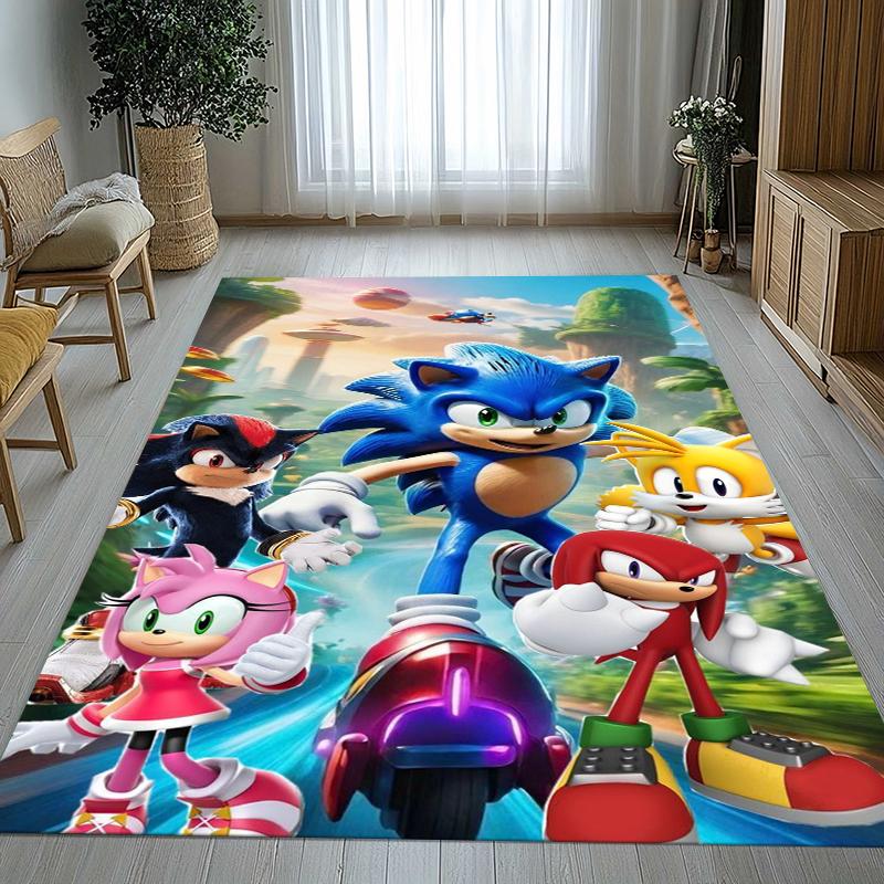 Retro S-Sonic Cartoon Games Living Room Non-Slip Area Rug Soft Carpet for Bedroom Kids Playroom Sofa,Home Decor Doormat Gift