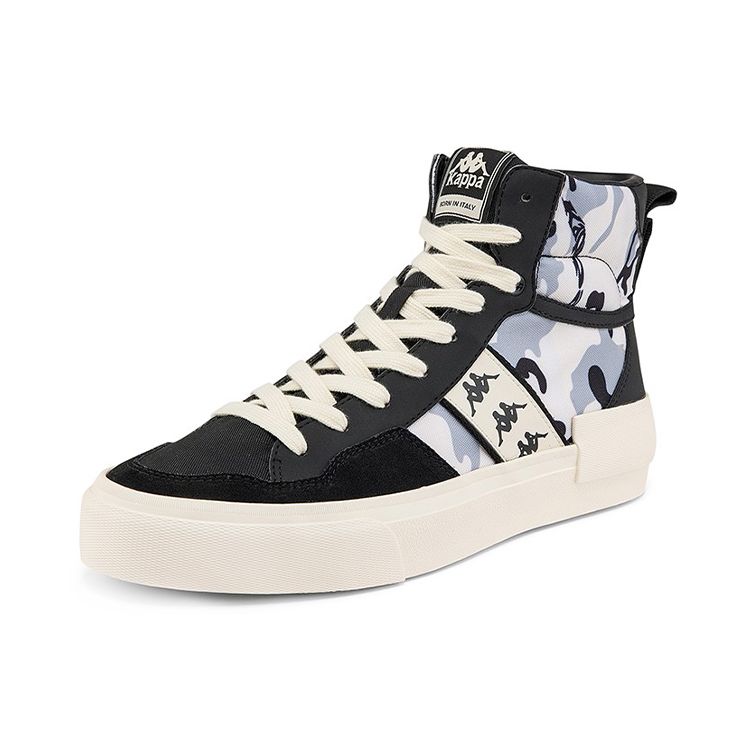 Kappa Casual High-Top Skate Shoes With Anti-Slip Shock Absorption And Wear Resistance Unisex Sneakers Black White K0BZ5CC38D-990A