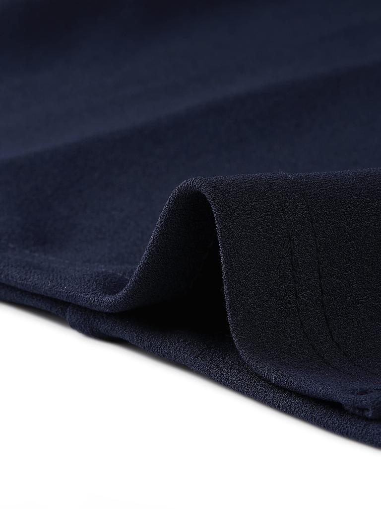 Allegra K Women's Navy Blue Sheath Pencil Dress, Round Neck, Slim Fit, Sleeveless, Workwear, Size S