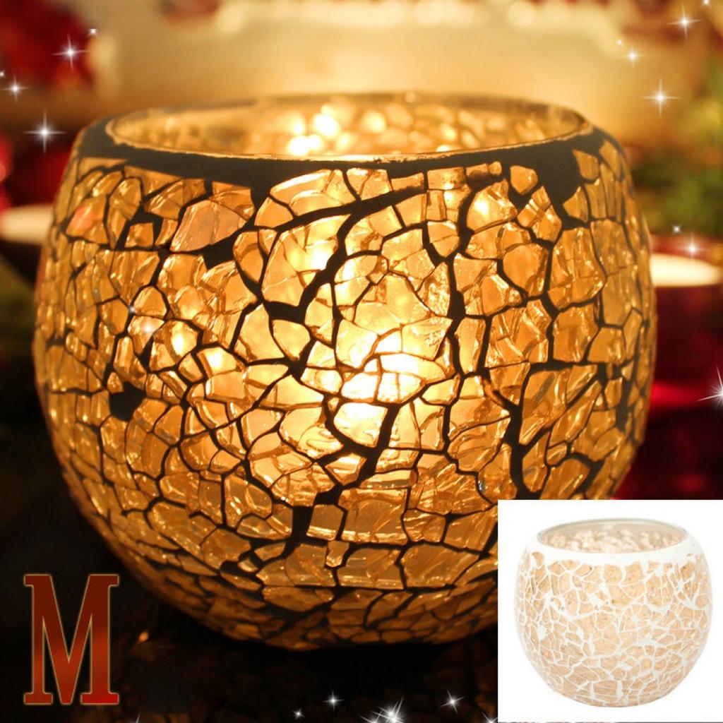 Farget glassmosaikk lysestake i europeisk stil – Bryllups- og bardekorasjonsrekvisitt