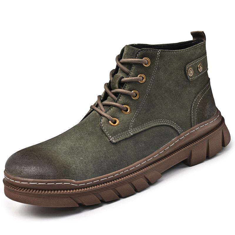 Leather retro trend high-top Martin boots fashion British style men's outdoor platform shoes solid color wear-resistant tooling boots