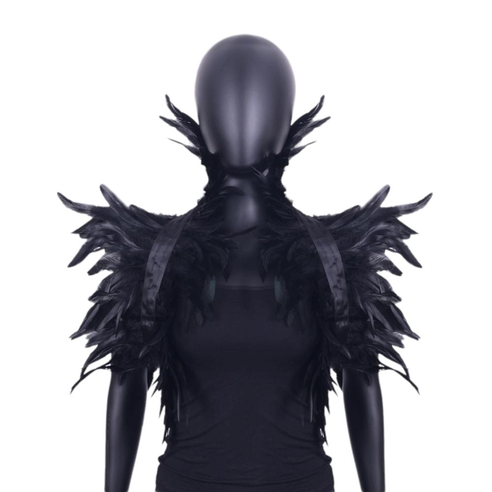 Halloween Adjustable Feather Shrug Shawl Punk Shoulder Fake Collar Feather Shawl  Cosplay Party чёрный