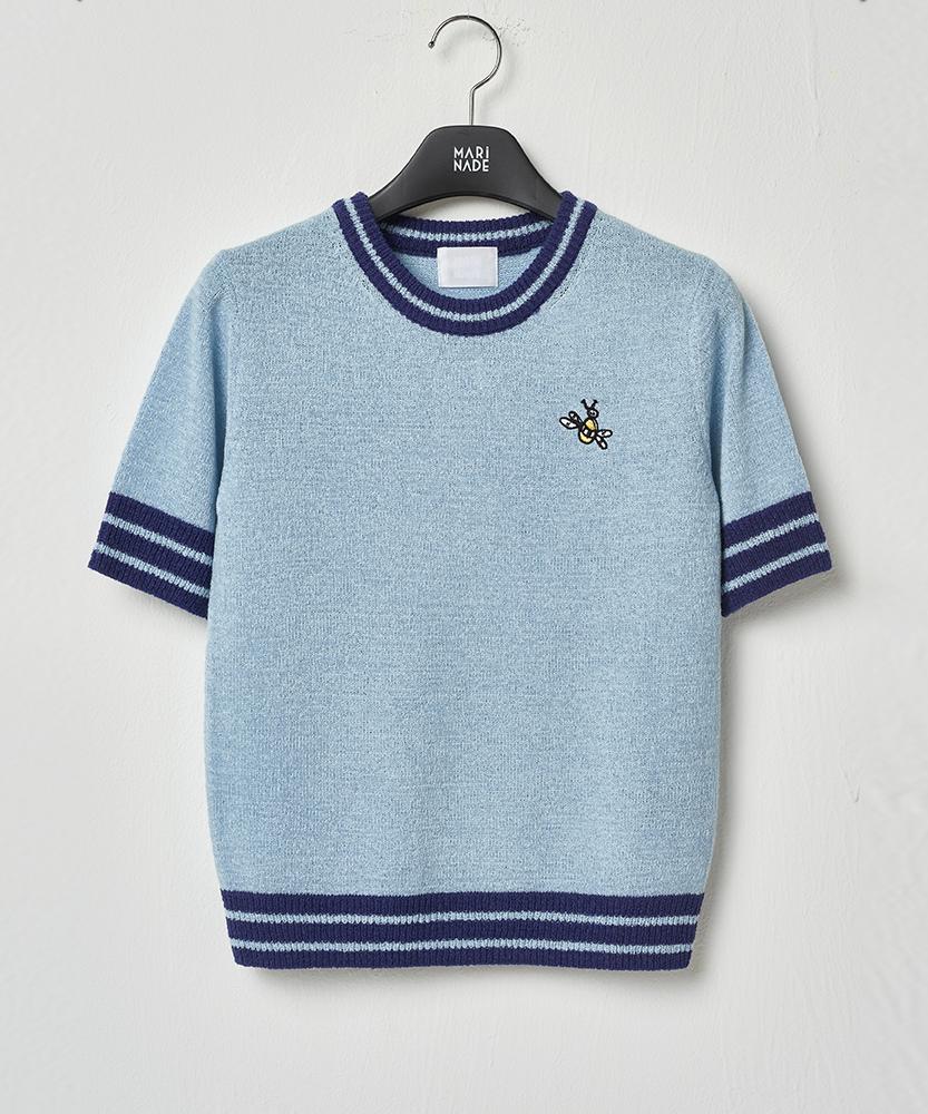 MARINADE Casual Cropped Color Block Short Sleeve Knit G - 5 Colors