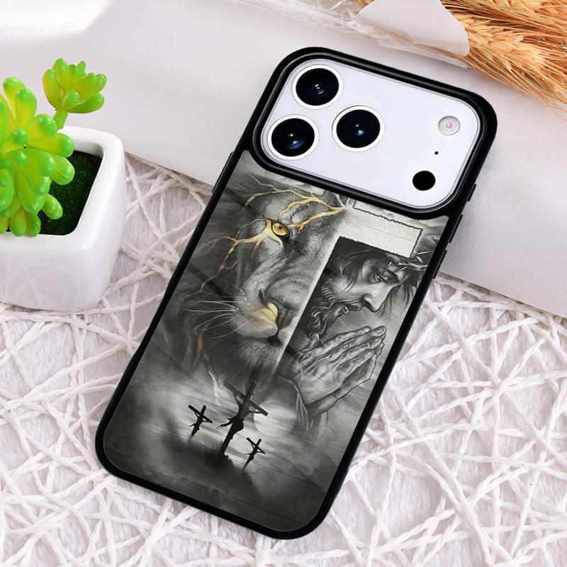 Lion Face Cross - Animal Phone Case for iPhone 17 Air 16 15 11 12 14 13 Pro Max Shockproof Cover
