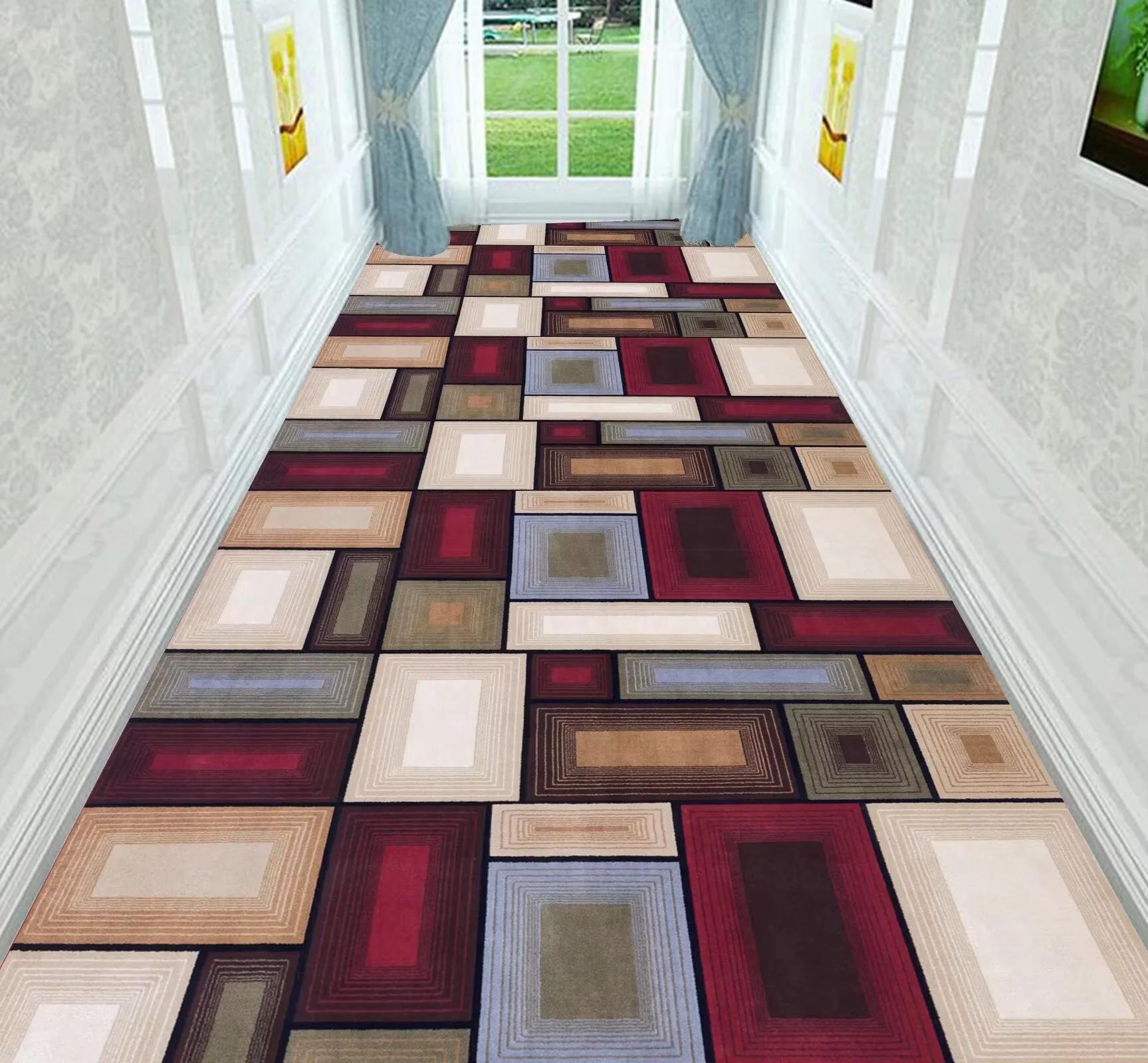 Moderne Geometrische Blauw-Grijze Runner Vloerkleed Antislip Machine Wasbaar Hal Kleed voor Gang Entree Huisdecoratie 40x120cm 16x47inch