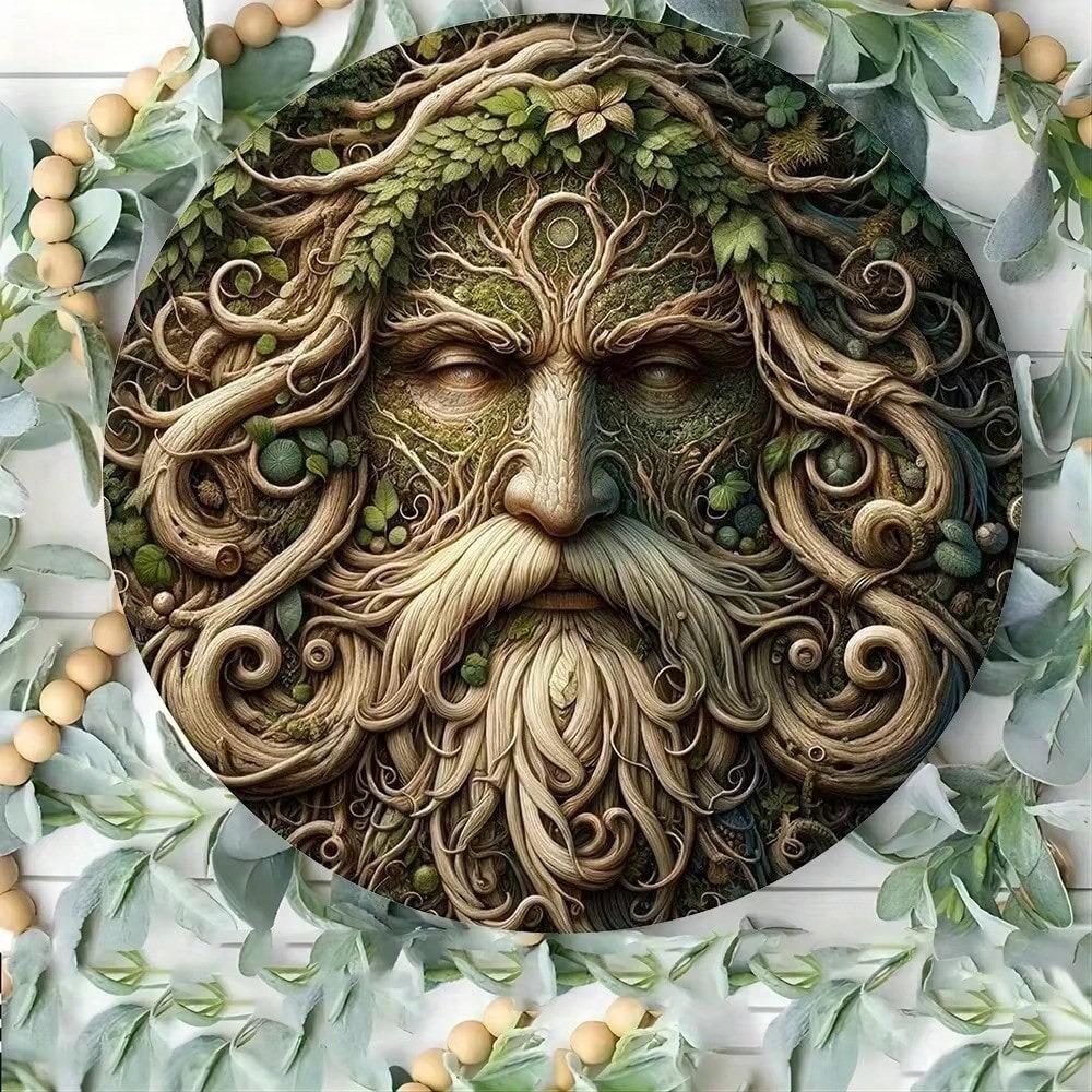 Enchanted Green Man Spirit Metal Wall Art Decor Pagan Garden Hanging