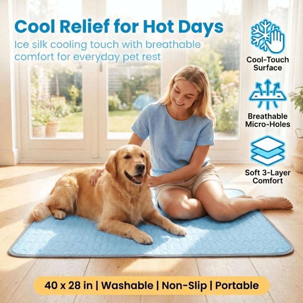 New Breathable Cat Dog Cooling Mat Cool Ice Silk Washable Pet Cooling Mat Eco-Friendly Ice Pad Blankets for Dog Cat