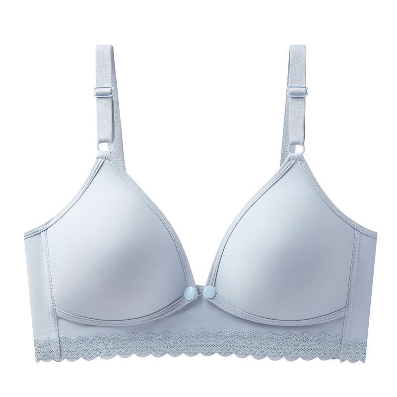 

Breastfeeding pregnant women bra front open buckle gather to prevent sagging postpartum breastfeeding pregnancy thin bra cover 36bc through cup светло-синий