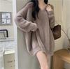 Women's Imitation Mink V-Neck Sweater - Spring & Autumn Korean Sweet Lazy Style, Soft & Plus Size Knitted Sweater