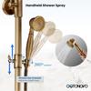 Exposed Bathroom Shower Faucet Set Shower Fixture 8 Inch Rainfall Shower Head Handheld Shower Cross Handle Wall Mount 2 Functions Antique Brass