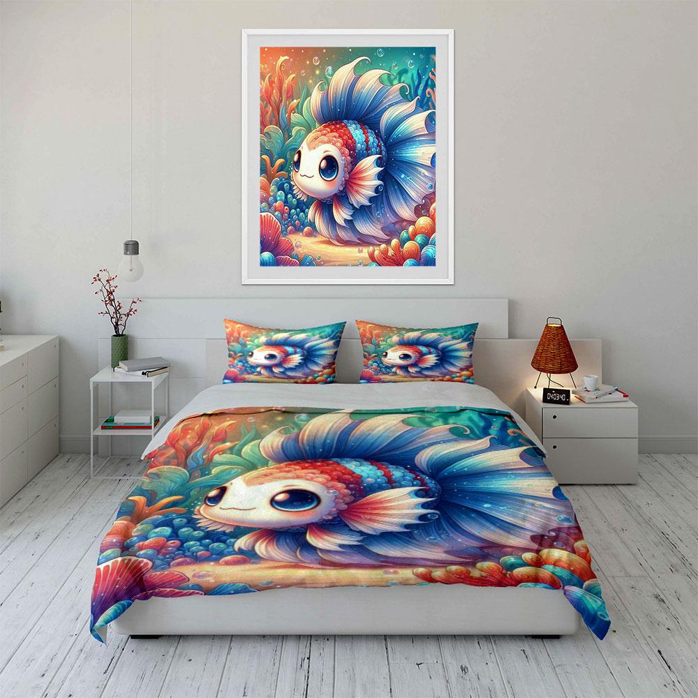 Colorful betta fish design. Bedding sets Duvet cover sets Duvet covers Pillowcases(1*Duvet Cover 2*Pillowcases without duvet insert)