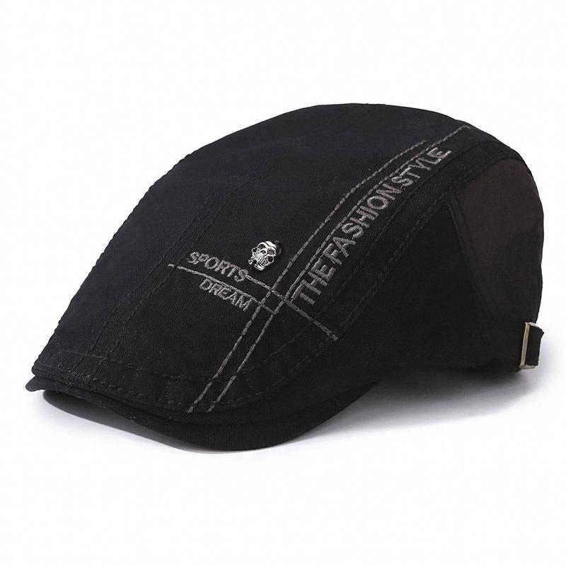 Beret Men's Spring Summer Skull Rivet Cap Women's British Vintage Sunscreen Hat