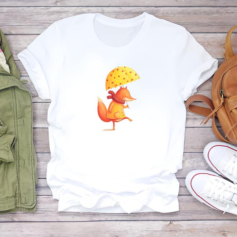 Women's Fashionable T-shirt, Cute Summer Pattern, Short-sleeve Trendy Top.