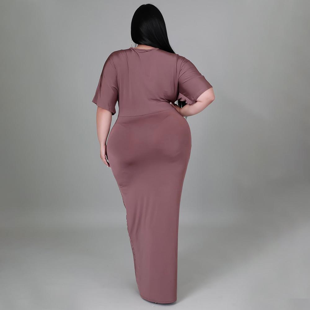 Fashion Plus Size Women's Sexy Nightclub Irregular Split V-Neck Dress