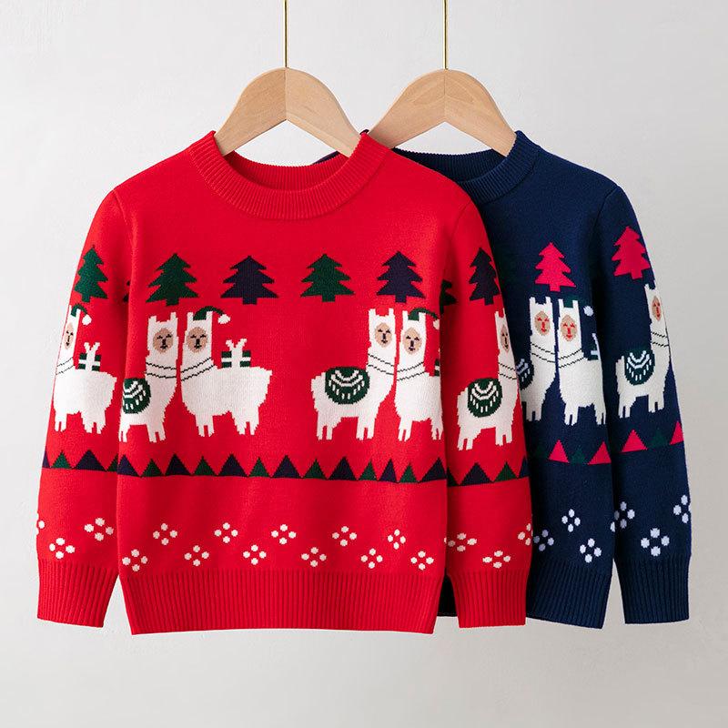 New Children's Christmas Sweater Collection: Girls' and Boys' Autumn/Winter Cartoon Pullover Knitwear