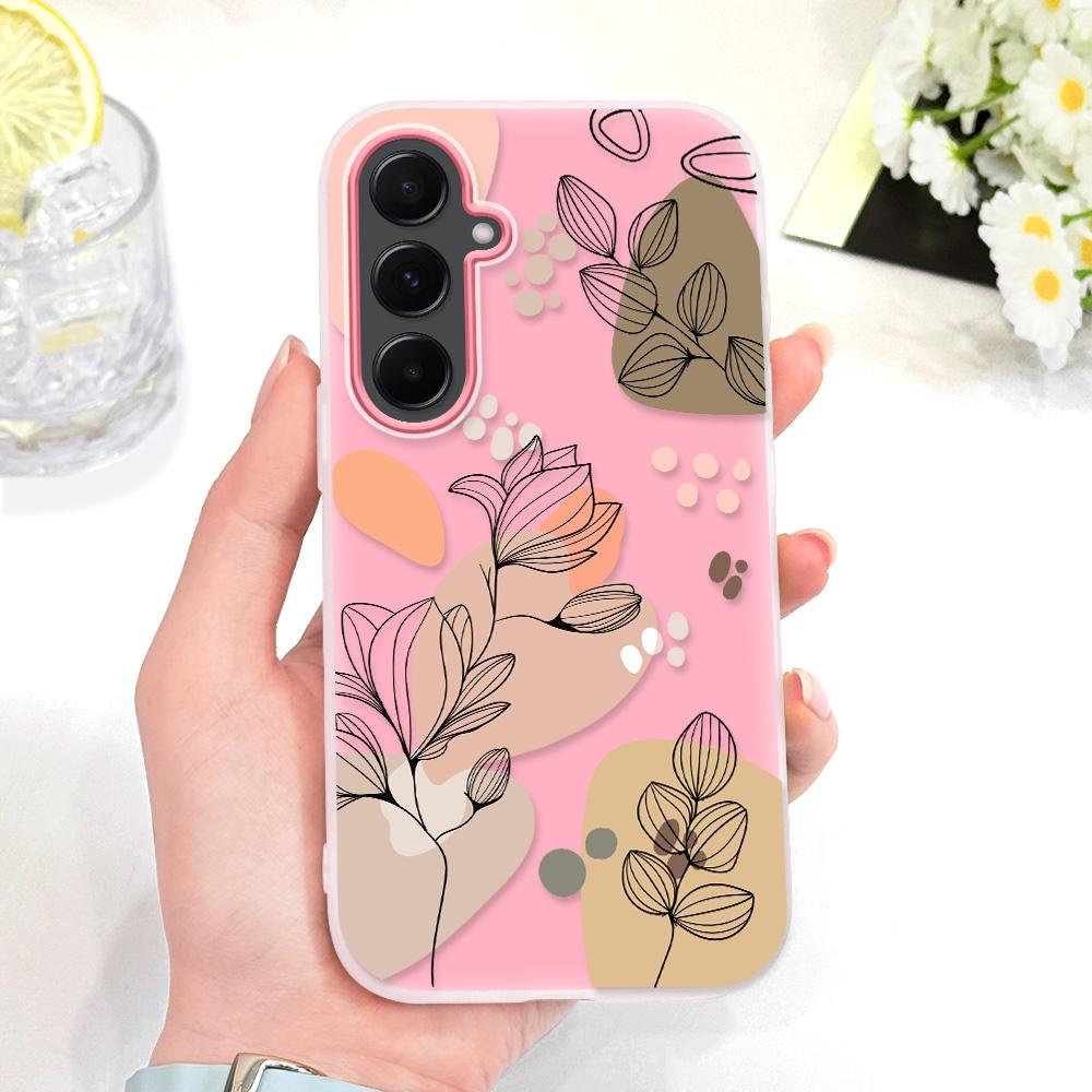 

Simple Flowers Phone Case For Samsung Galaxy A54 A34 A24 A14 A04S A53 A33 A13 Core A03S A52S A32 A51 4G 5G Candy Colored Cover Samsung A52(A52S) розовый