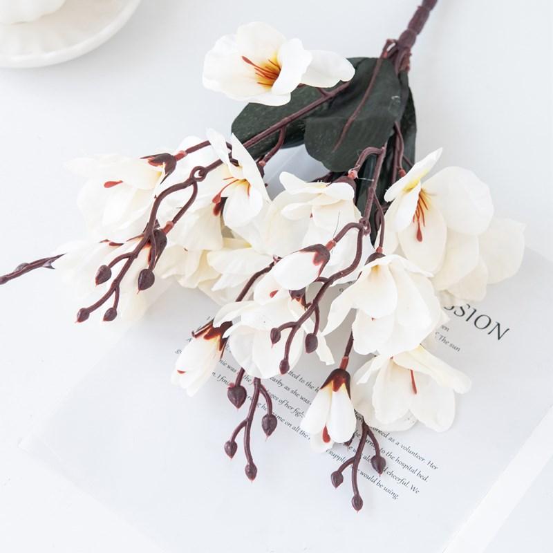 

1PC Magnolia Bouquet Artificial Flowers for Home Decor Wedding Christmas Party Supplies Photography Props Bride Accessories белый
