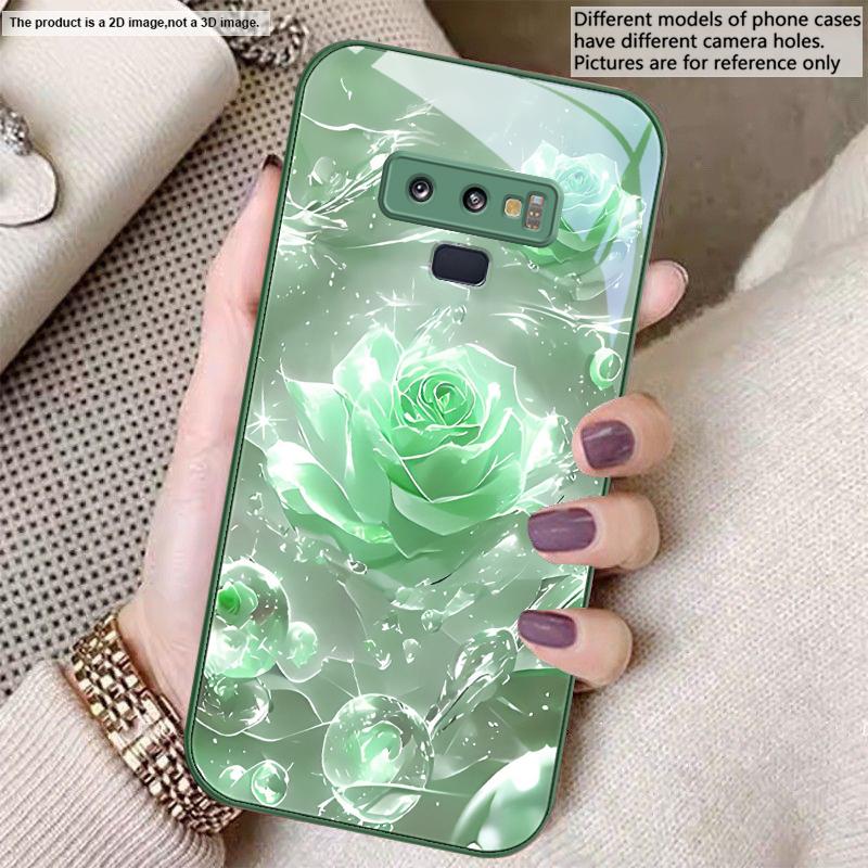 Ice crystal-colored roses For Samsung A01 02 03 Core 04 05 06 10 12 13 14 5G 15 16 M02 12 Note 8 9 10 20 glass Ultra phone case