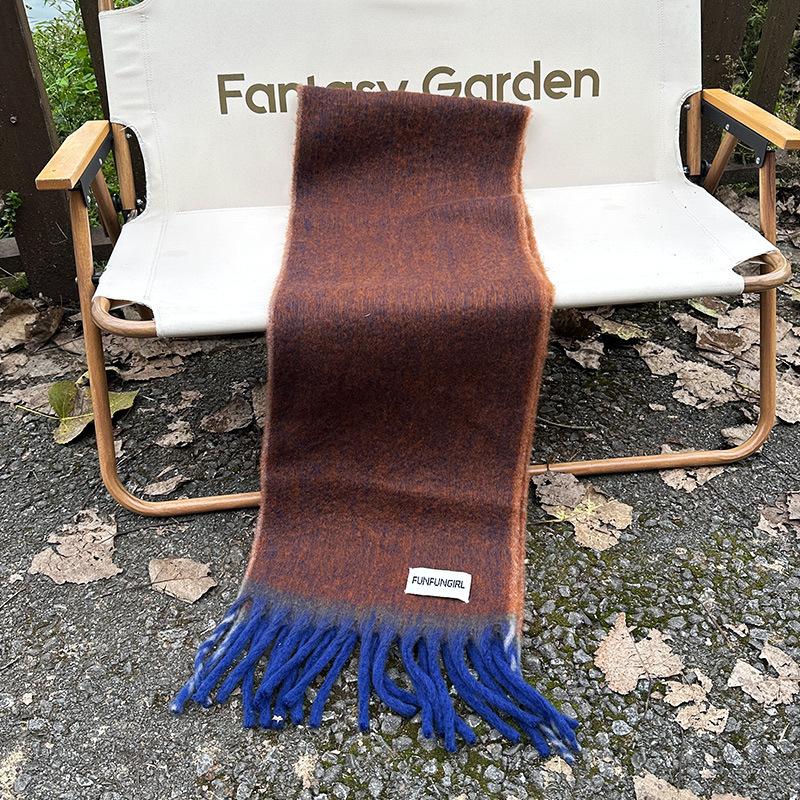 

Autumn and winter new men s and women s high-end sense niche simple thickened warm fringed shawl versatile scarf 35*220cm кавовий