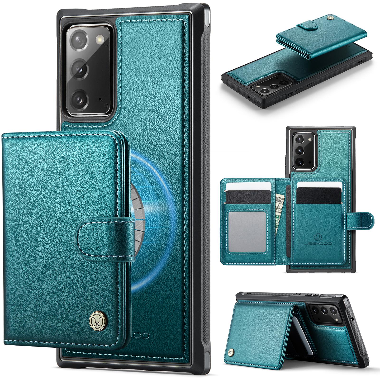 

For Samsung Galaxy Note20 Case JEEHOOD J09 RFID Blocking Card Holder Leather Back Phone Cover Magnetic Case