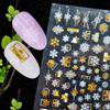 1 Pc 3D Snowflakes Leaf Geometry Lines Letter for Manicure Sliders Holographic Laser Gold White Christmas Nail Sticker