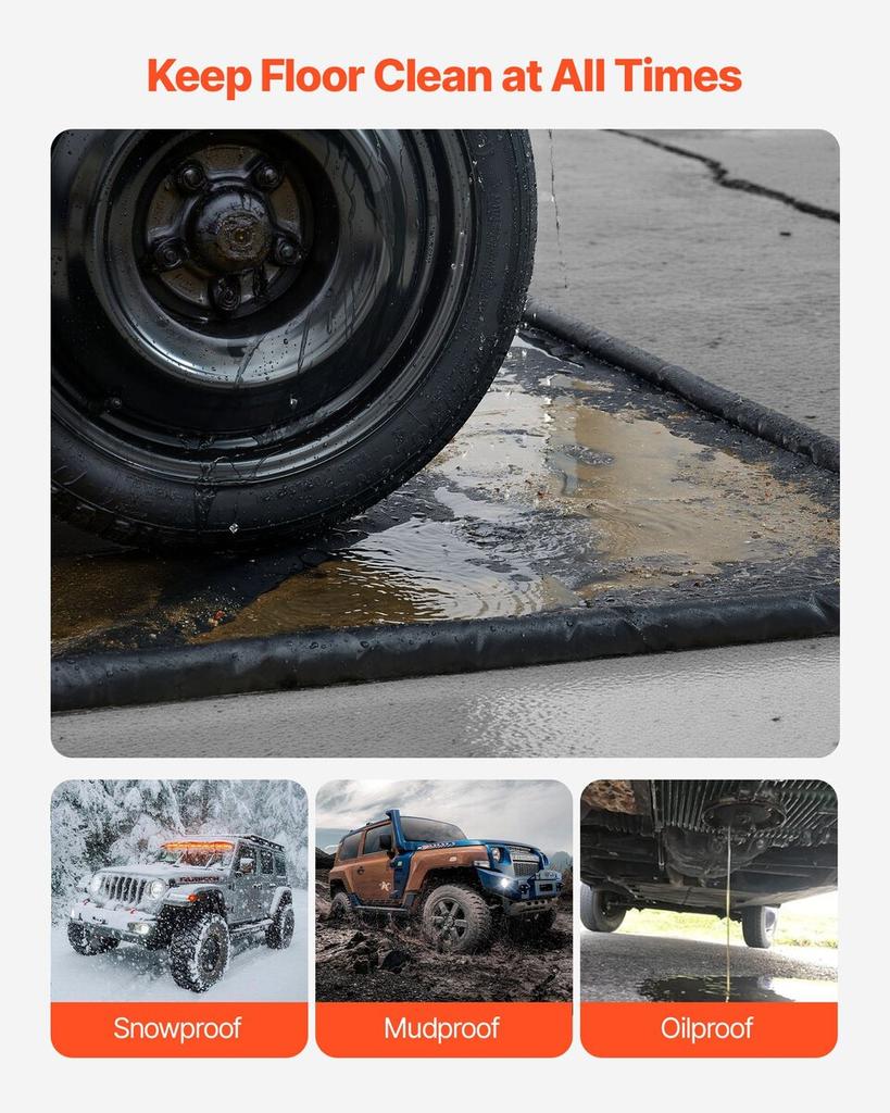 Auffangmatte, 2,4 x 5,5 m, Rutschfeste PVC-Garagenbodenmatte mit Reinigungsabzieherbesen, Strapazierfähiger wasserdichter Auffangschutz vor
