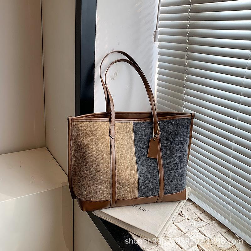 Bag Women's Tote Bag Large Capacity New Versatile Color Matching Versatile Shoulder Bag Temperament Work Commuter Bag
