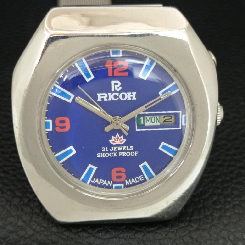 RICOH R31 AUTOMATIC VINTAGE JAPAN MENS BLUE COLOR DIAL WATCH a707608-1
