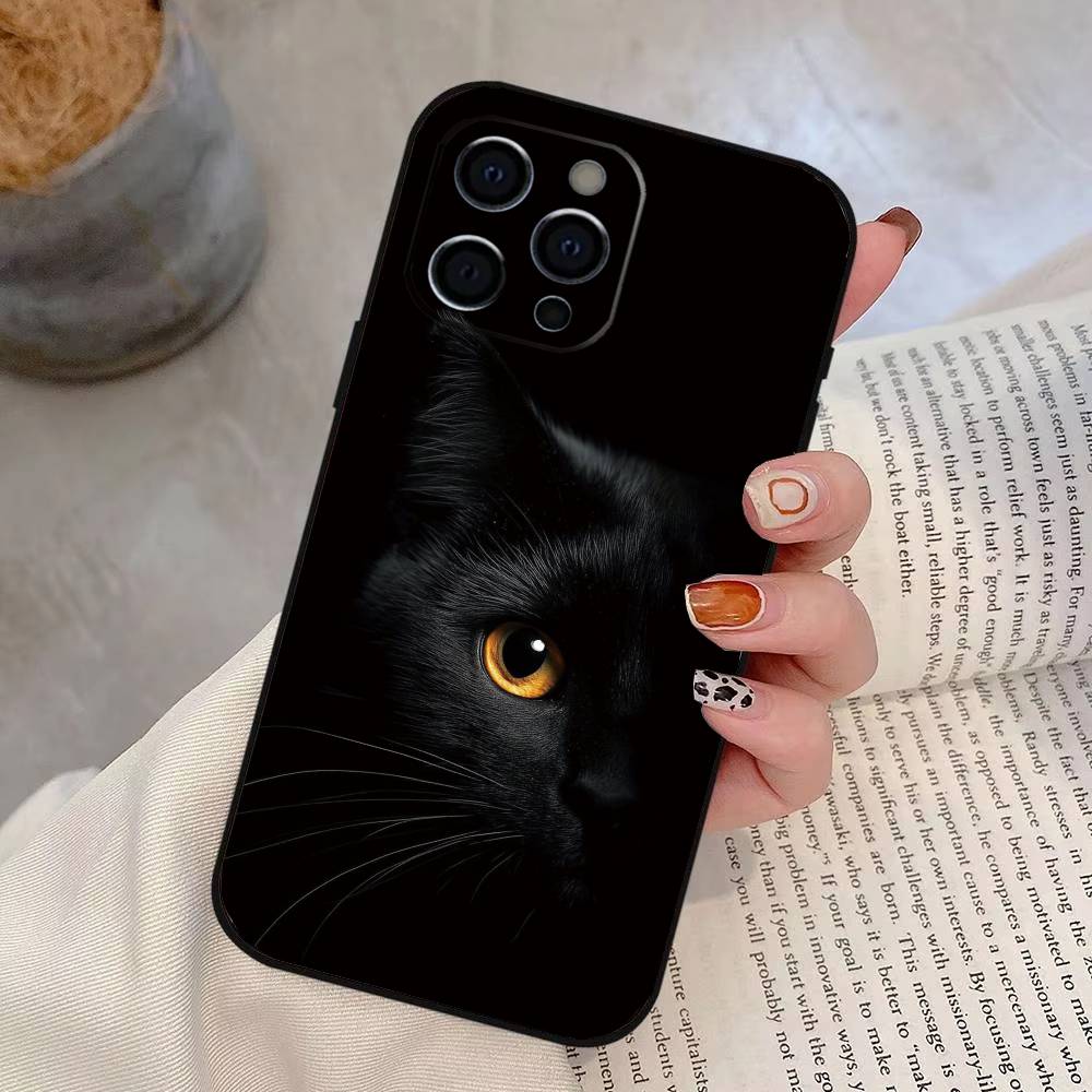 

Black Cat Phone Case Silicone Soft For IPhone 17 16 15 14 13 12 11 X XR Plus Pro Max Plus iPhone16ProMax