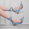 Fashion New Pointed Fashion Open-toed Stiletto One-word Buckle Strap High-heeled Sandals Women Shoes