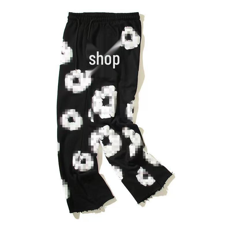 Trendy Plus Velvet Denim Sweatpants: American Style Casual Unisex Long Pants XL