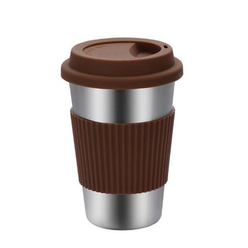 304 Edelstahl Thermoskanne für Tee, Kaffeetasse, Tragbarer Auto-Thermobecher, Reisebecher mit Deckel, Verbrühsicheres Trinkgeschirr, 430 ml