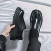 Derby Shoes Men's New One-pedal Low-top Casual Leather Shoes Men's British Style Platform Black Martin Shoes