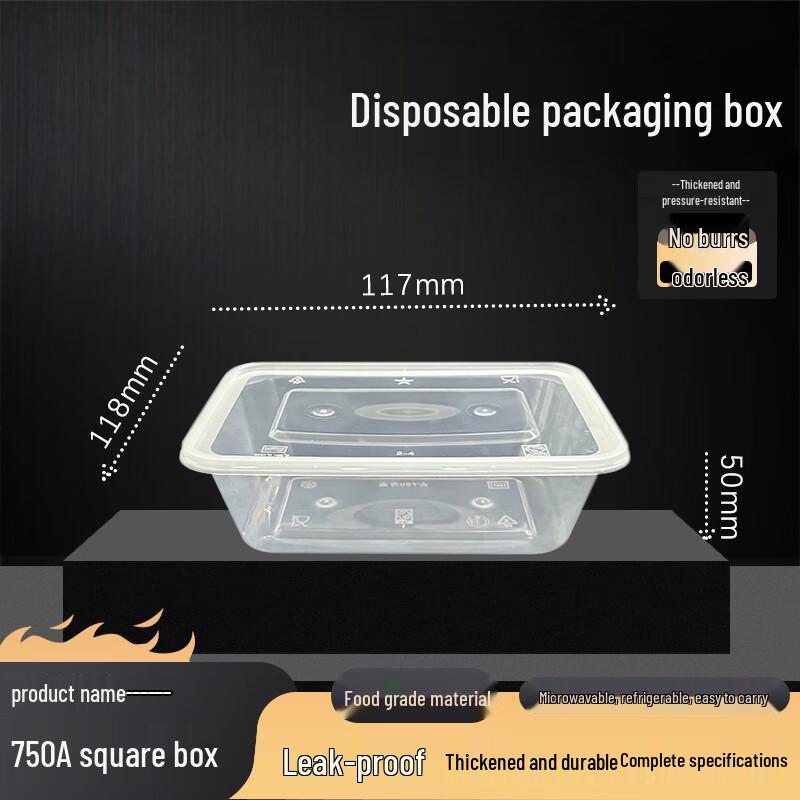 Disposable 750ml Square Food Containers