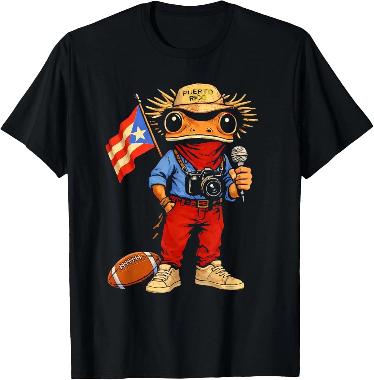 Puerto Rico Coqui Frog Street Music Football Boricua T-Shirt L