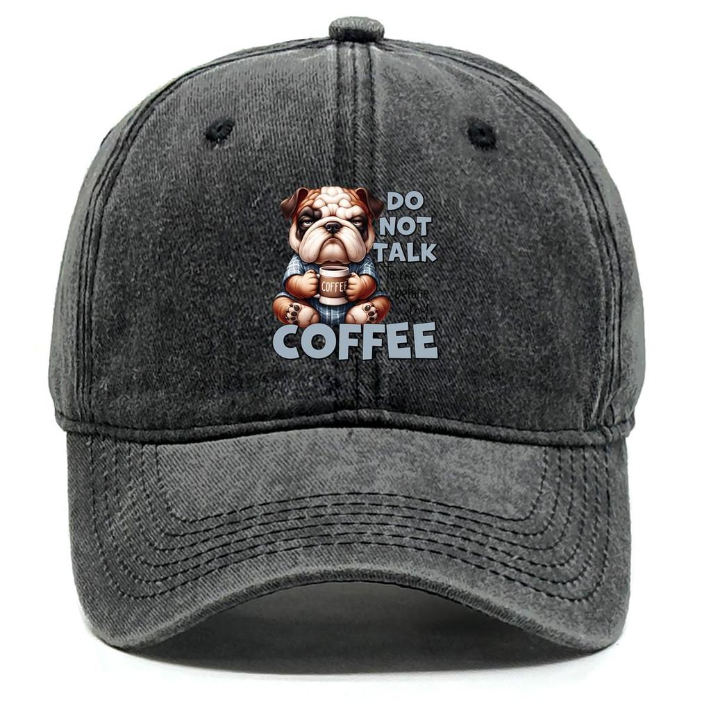 Dog Coffee Print Snapback Baseball Hat, Animal Sports Hat Sun Visor Trendy Curved Brim Cozy Adjustable Sun Hat