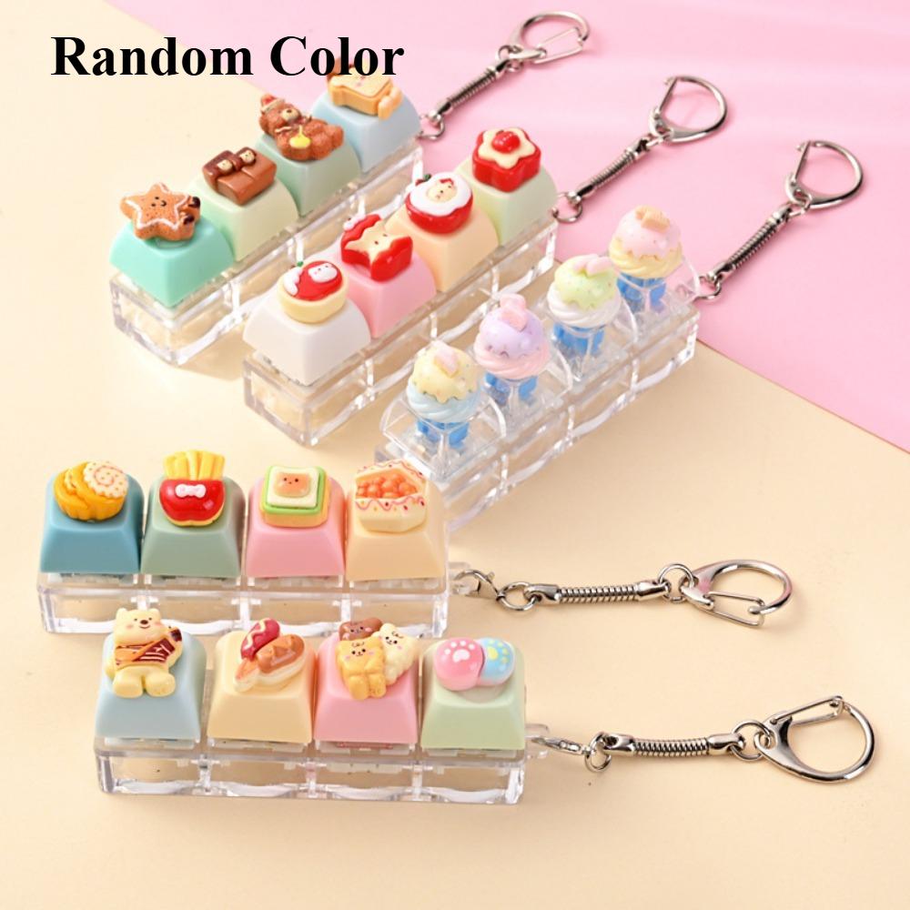 5/10Pcs Dessert Keycap Fidget Keychain Stress Relief Pendant Xmas Birthday Valentine Office Friend Party Gift Charm