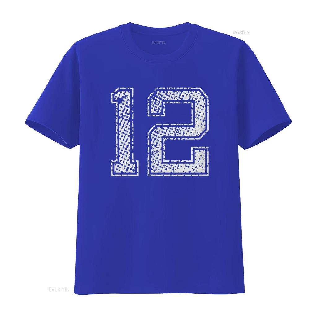 Unisexs Number 12 T Shirt Numbered Retro Style Birthday Black 2xl Vintage Washed Comfortable Casual Streetwear Unisex Breathable