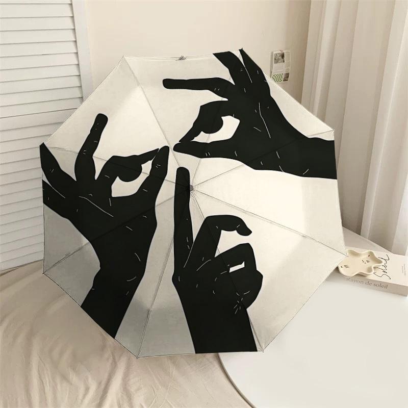 

1PC hands face Automatic Open/Close Umbrella with Windproof, 8-Rib Sturdy Canopy, Durable Ribs, Fashionable Design, Outdoor Accessory, Fun Prin, Holid