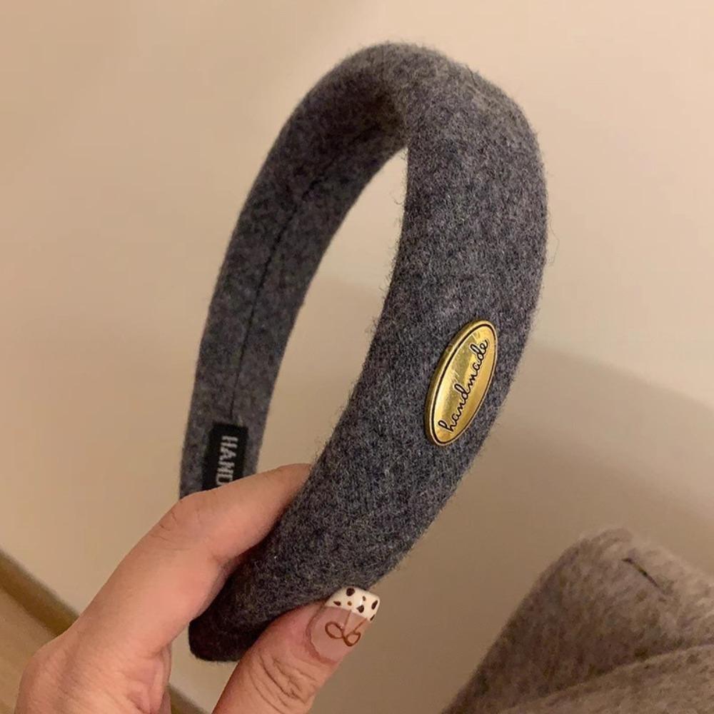 French Style Wool Felt Headband Wide Width Hair Hoops Headgear Elegant Woolen Hairband