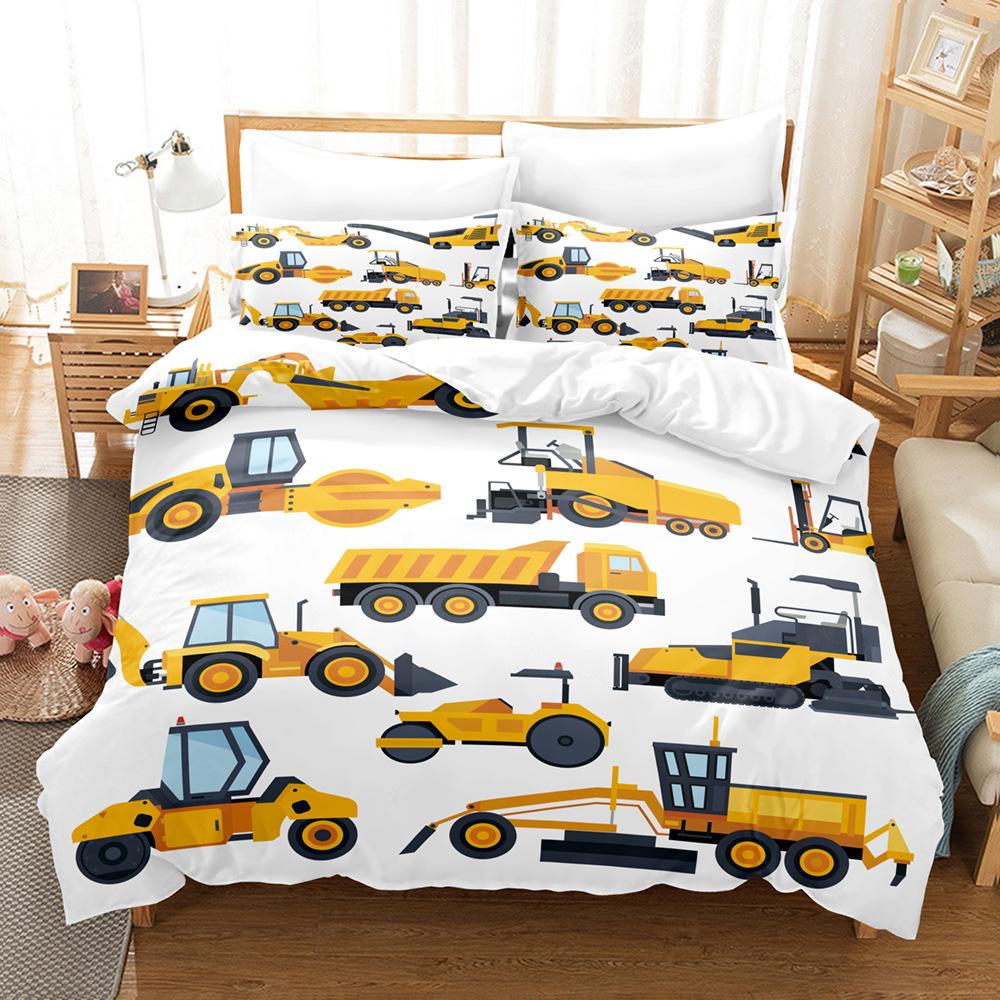 3D Children's Toy Car Series Bedding Set Children's Room Duvet Cover and Pillow Case Full Size Quick Drying Home Decoration for Boys' Room
