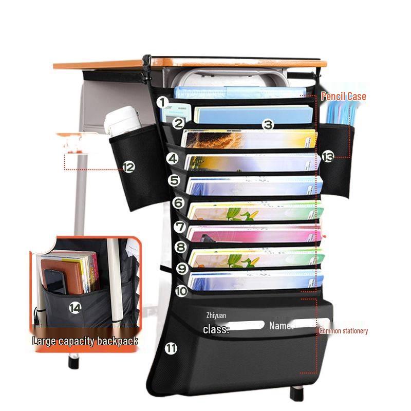 Desk Storage Hanging Book Bag & Stand for Students